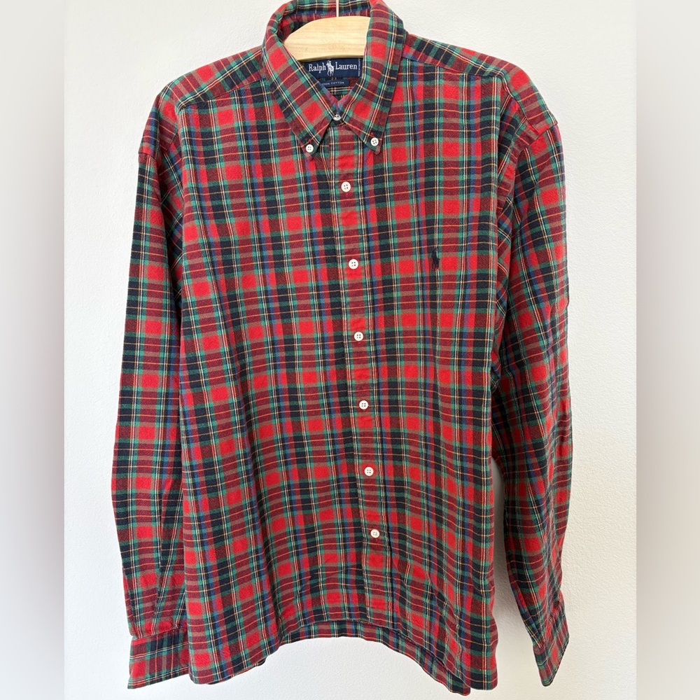 Ralph Lauren Men's Plaid Shirt - Red and Green